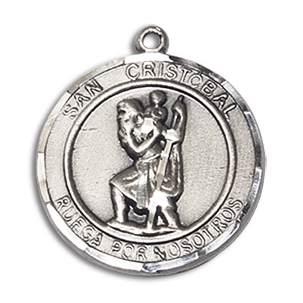 Bonyak Jewelry San Cristobal Handmade Sterling Silver Round Medal Pendant - Perfect for Gifts, Religious Occasions & Everyday Wear