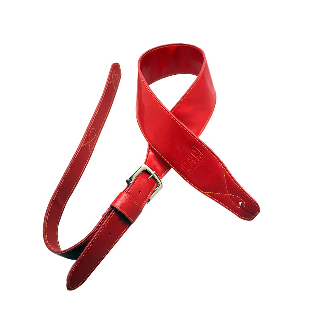 Premium Leather Guitar Strap for Acoustic & Electric Guitars - Red & Green Options - Universal Bass & Musical Instrument Accessory - Perfect for Performances, Practice & Stage Use