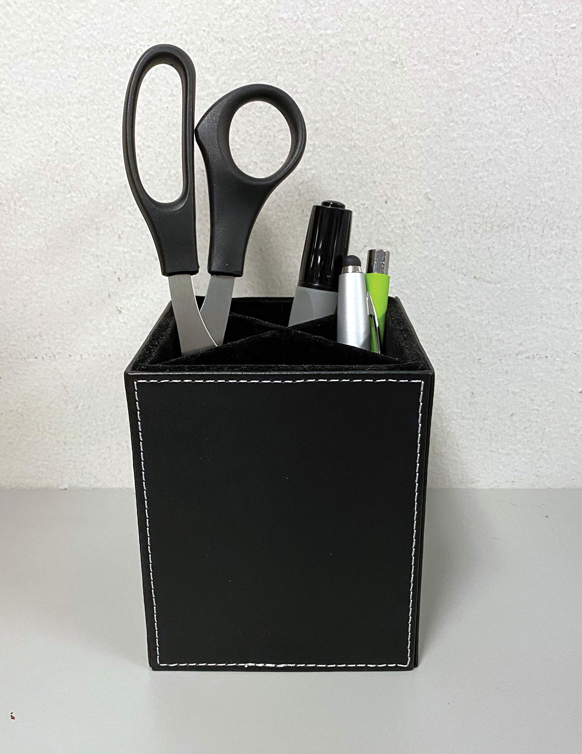 Premium Leather Desk Organizer - Salisbury University Design-1 in Black | Stylish Office Accessory for Pens, Pencils & Stationery | Perfect for Home Office, Study & Work Organization