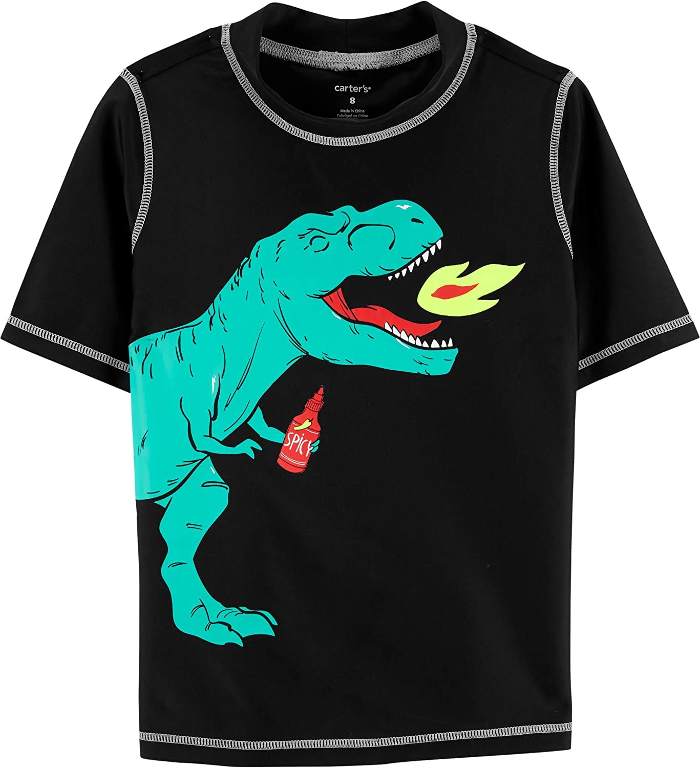 Carter's Dinosaur Hot Sauce Rashguard and Swim Trunks Set for Boys 12M - UPF 50+ Sun Protection Swimwear for Beach, Pool & Water Play