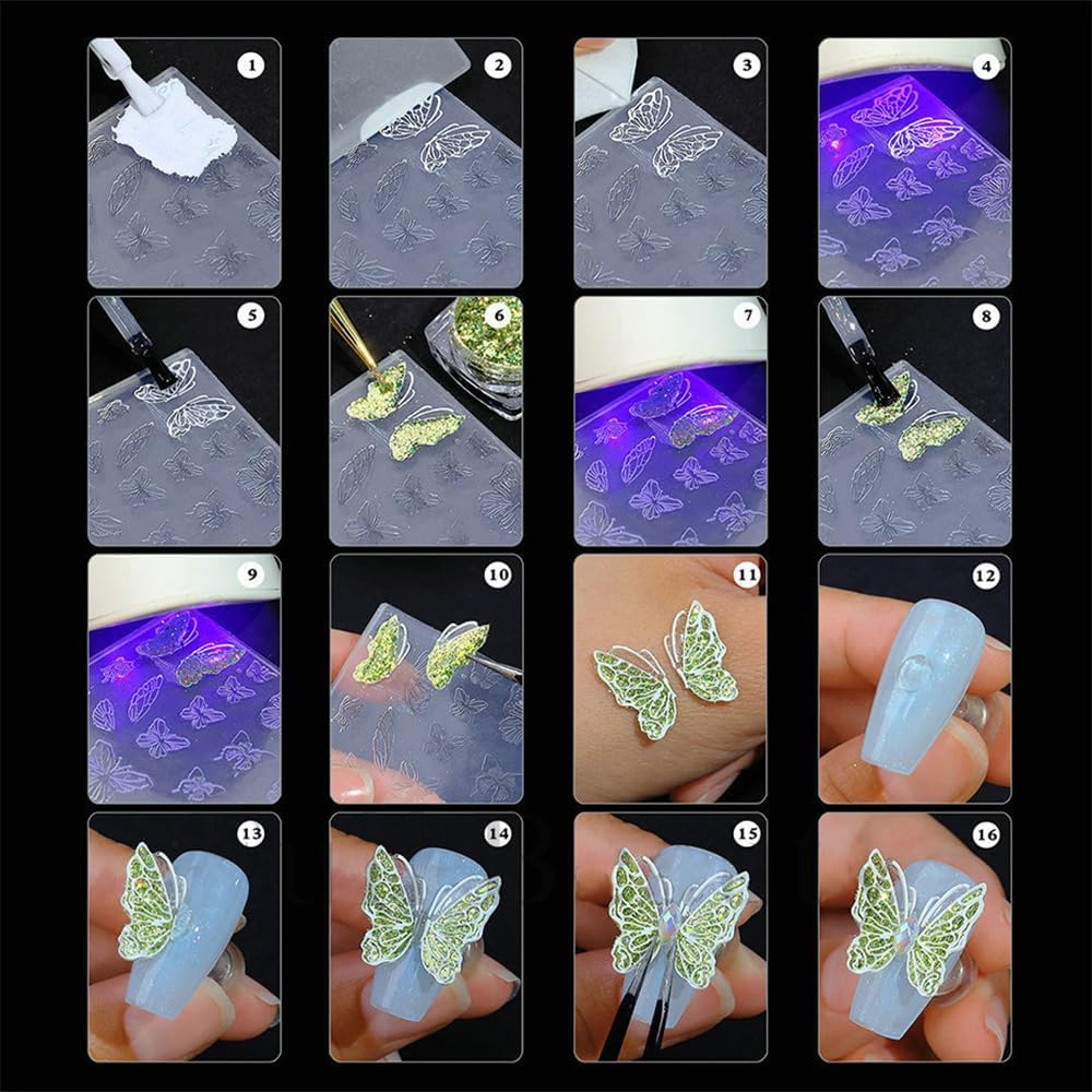 3D Flowers Nail Mold Silicone - Floral Nail Art Tools for Resin Charms & Nail Supplies - DIY Nail Carving Template for Gel Polish, Acrylic Nails - Perfect for Manicures, Pedicures & Nail Art Designs
