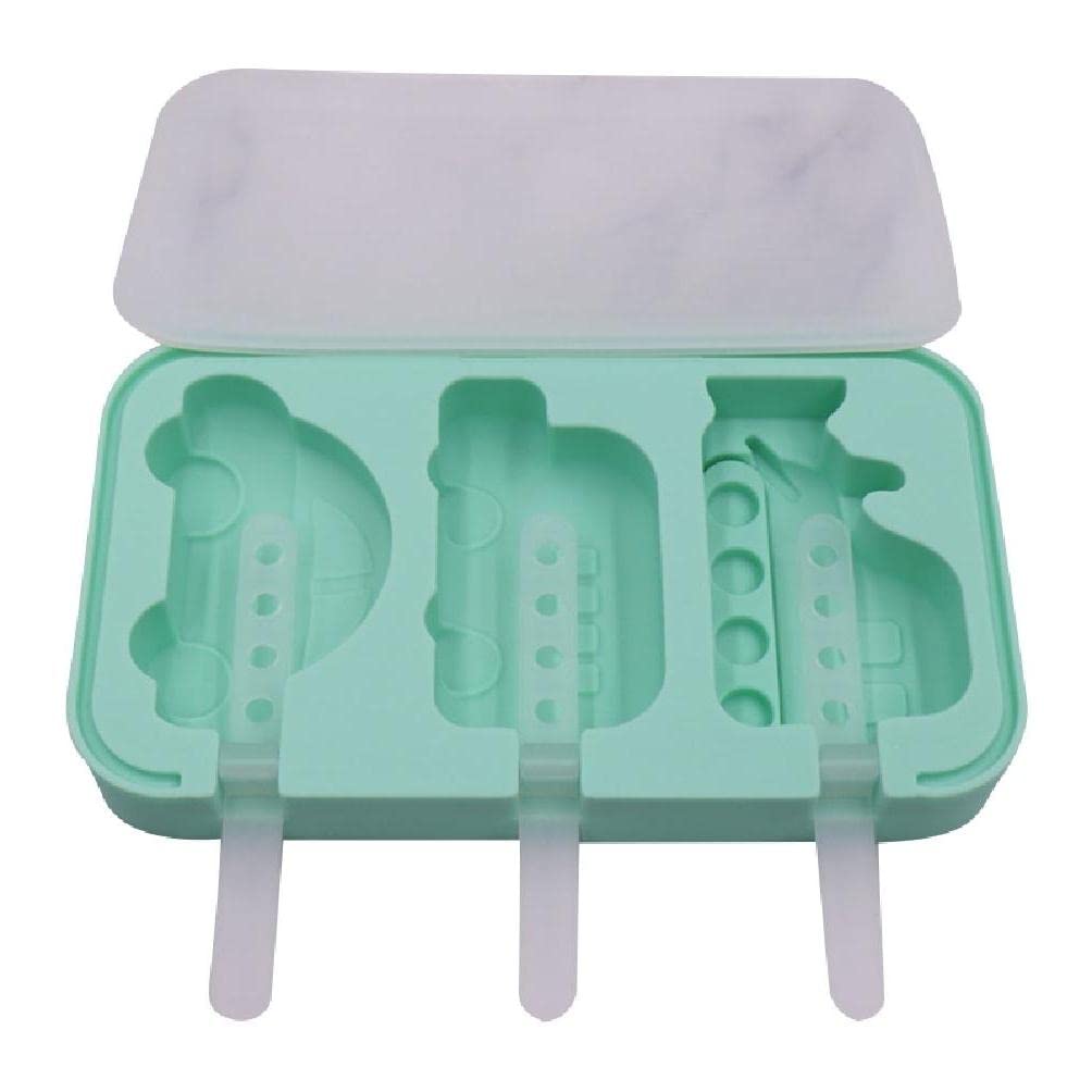 3 Holes Car-Shaped Silicone Ice Cream Molds - DIY Popsicle Makers for Kids, Homemade Ice Pops, Fun Kitchen Gadgets - Perfect for Birthday Parties, Summer Treats & Family DIY Activities