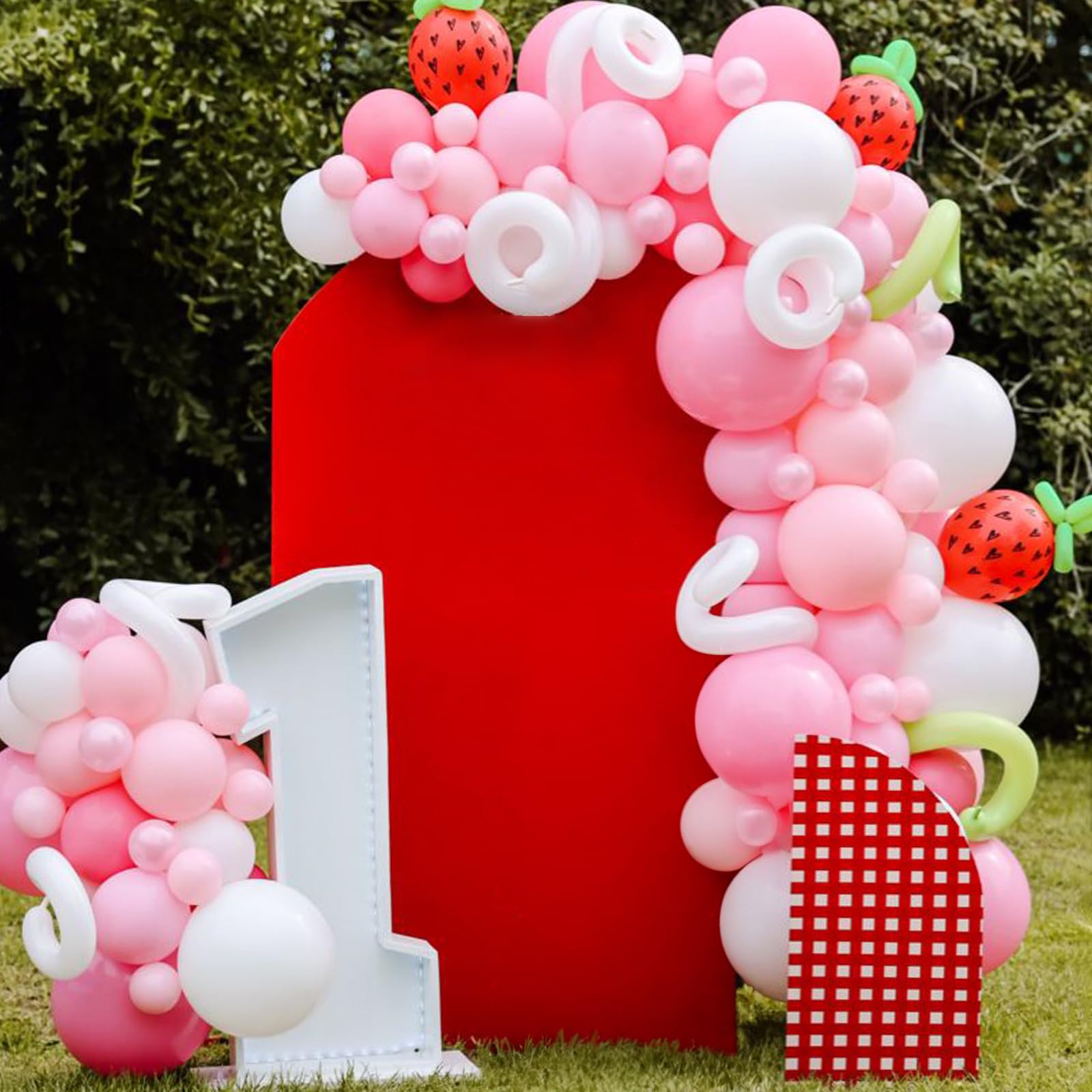 2-Sided Red Wedding Arch Backdrop Cover - Spandex Fabric Round Top Chiara Backdrop for Wedding, Birthday Party Decorations (5x2.1FT) - Perfect for Outdoor Ceremonies, Photo Booths & Event Decor
