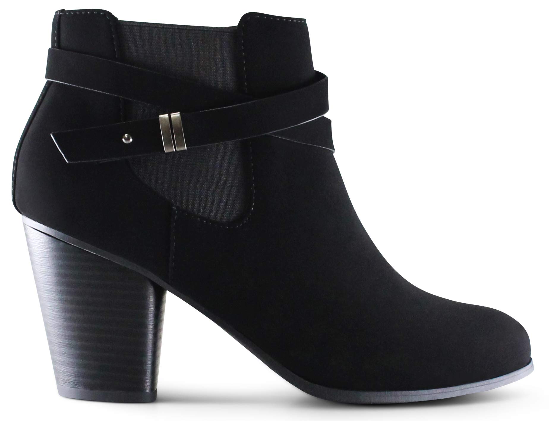 MARCOREPUBLIC Women's Chunky Heel Ankle Boots - Almond Toe Block Heel Booties for Women, Stylish & Comfortable for Fall Winter Outfits, Office, Party & Date Night