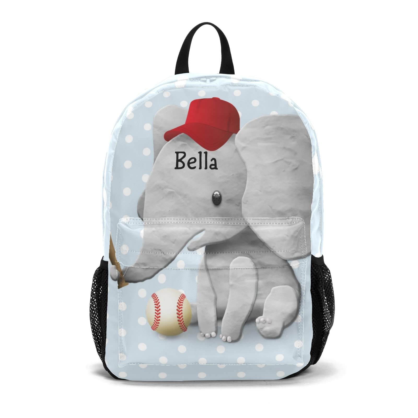 Custom Elephant Name Baseball Backpack - Personalized Laptop Daypack for School, Travel & Work - Durable Casual Bookbag with Adjustable Straps - Perfect for Students, Commuters & Outdoor Adventures