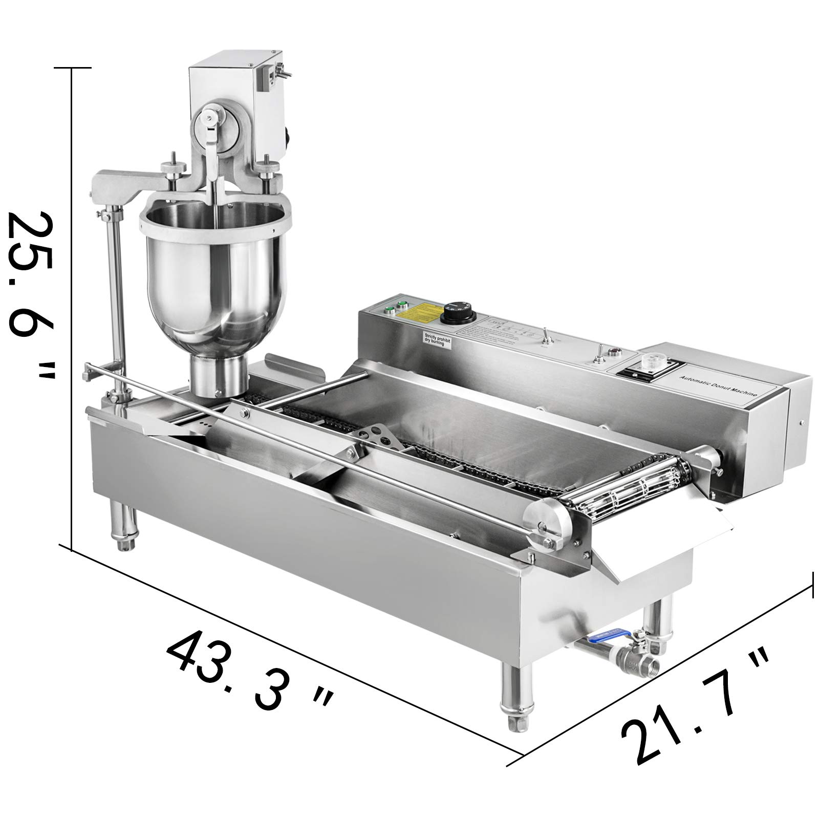 VEVOR Commercial Automatic Donut Maker Machine - 2 Rows 7L Hopper with 3 Size Molds, 110V Doughnut Fryer, Intelligent Control Panel, 304 Stainless Steel - Perfect for Bakeries, Cafes, and Donut Shops