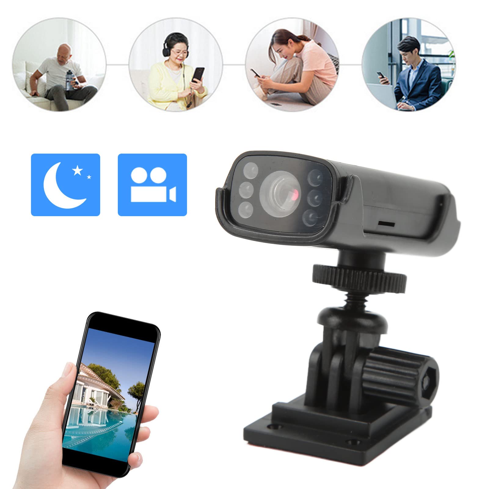 Wireless Security Camera - Mini WiFi Indoor Home Camera for Baby, Pet & Nanny Monitoring | 1080p HD with Infrared Night Vision, AI Motion Detection & Mobile App Remote Access | Ideal for Home Security, Baby Monitoring & Pet Watching