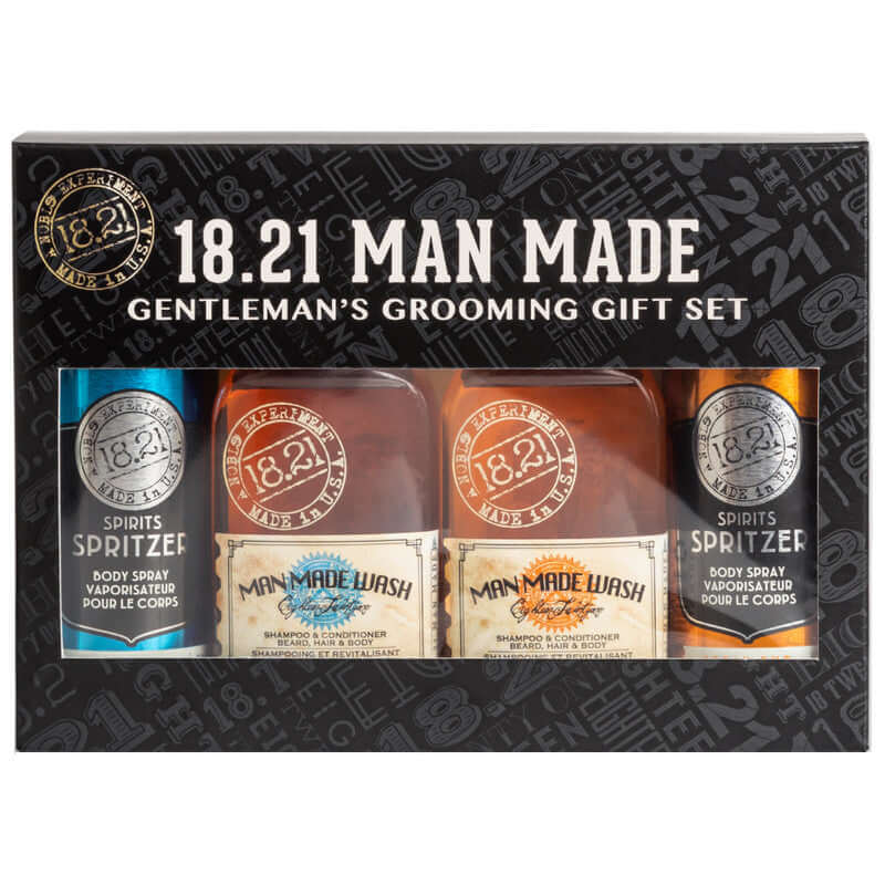 Premium 18.21 Man Made Absolute Mahogany & Noble Oud Perfume Wash & Spritzer Kit - Luxury Fragrance Set for Men, Perfect for Gifting & Special Occasions
