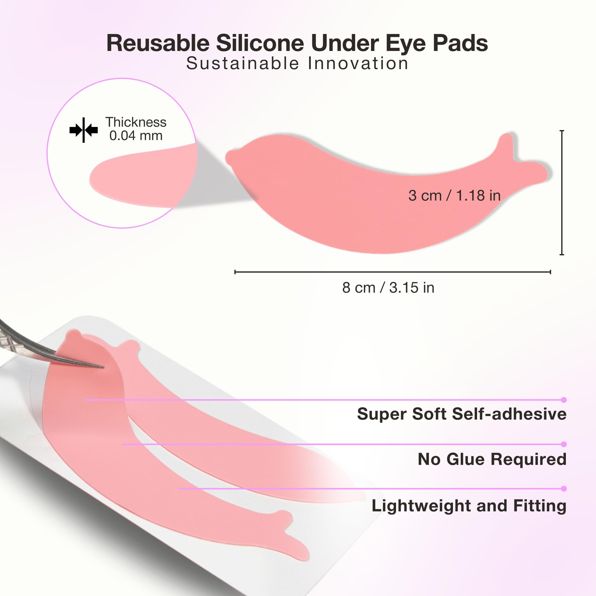 Reusable Silicone Under Eye Pads for Lash Lift & Eyelash Extensions | Soft Comfortable Eye Patches for Sensitive Skin | Perfect for Eyelash Perm, Lamination & Extension Removal (White, Style 4) | At-Home Salon & Professional Use