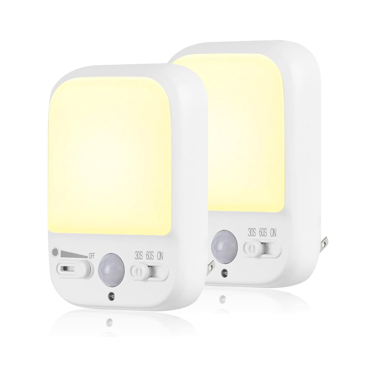 Energy Efficient LED Night Light Plug-in with Motion Sensor - Dusk to Dawn, 4 Lighting Modes & Adjustable Warm White - Perfect for Bedrooms, Hallways, Nursery (2 Pack) - Ideal for Elderly, Kids & Baby Safety