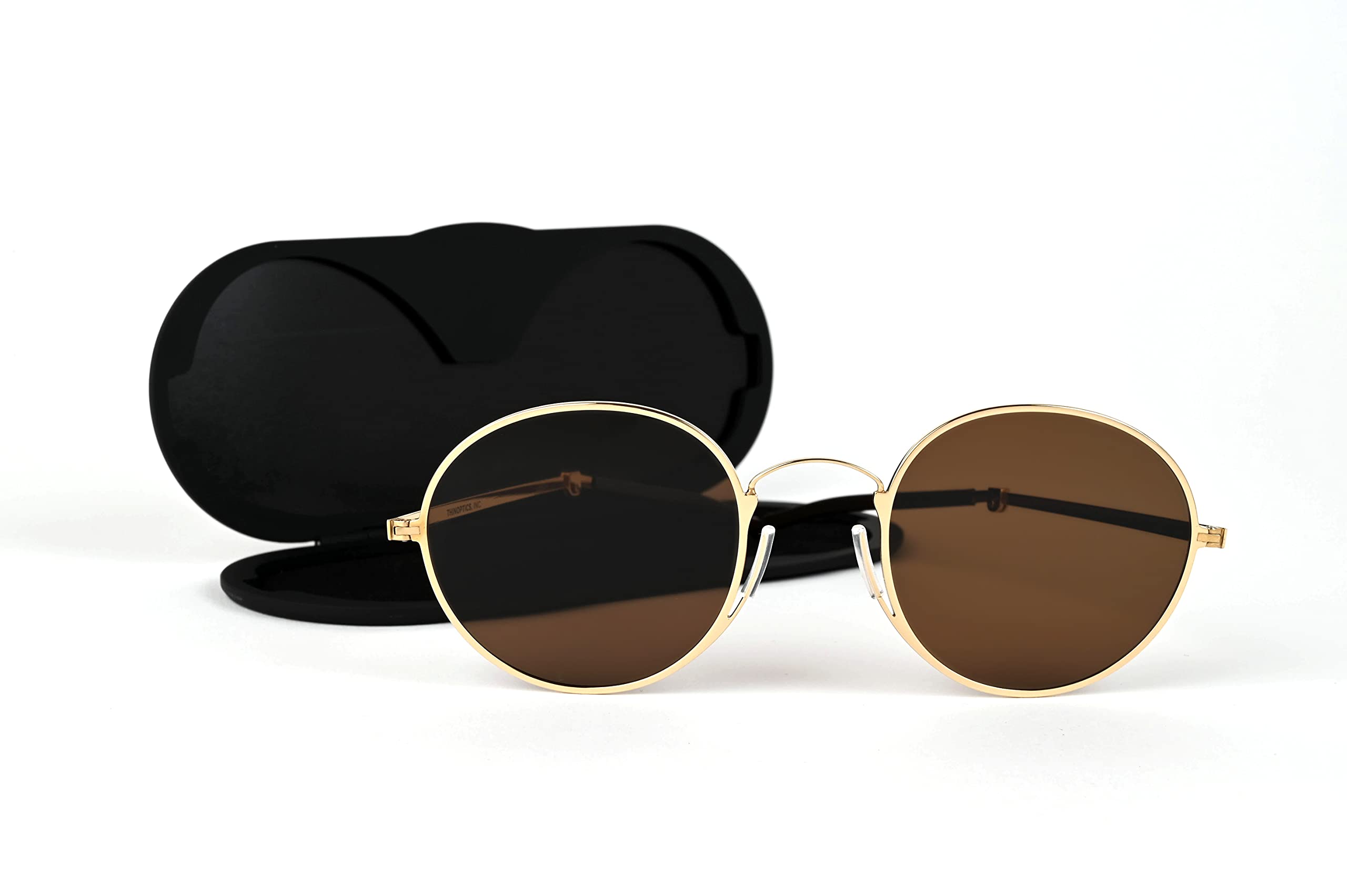 ThinOptics Milano Aluminum Case with Round Sunglasses - Stylish & Durable Eyewear for Outdoor Activities, Travel, and Everyday Use