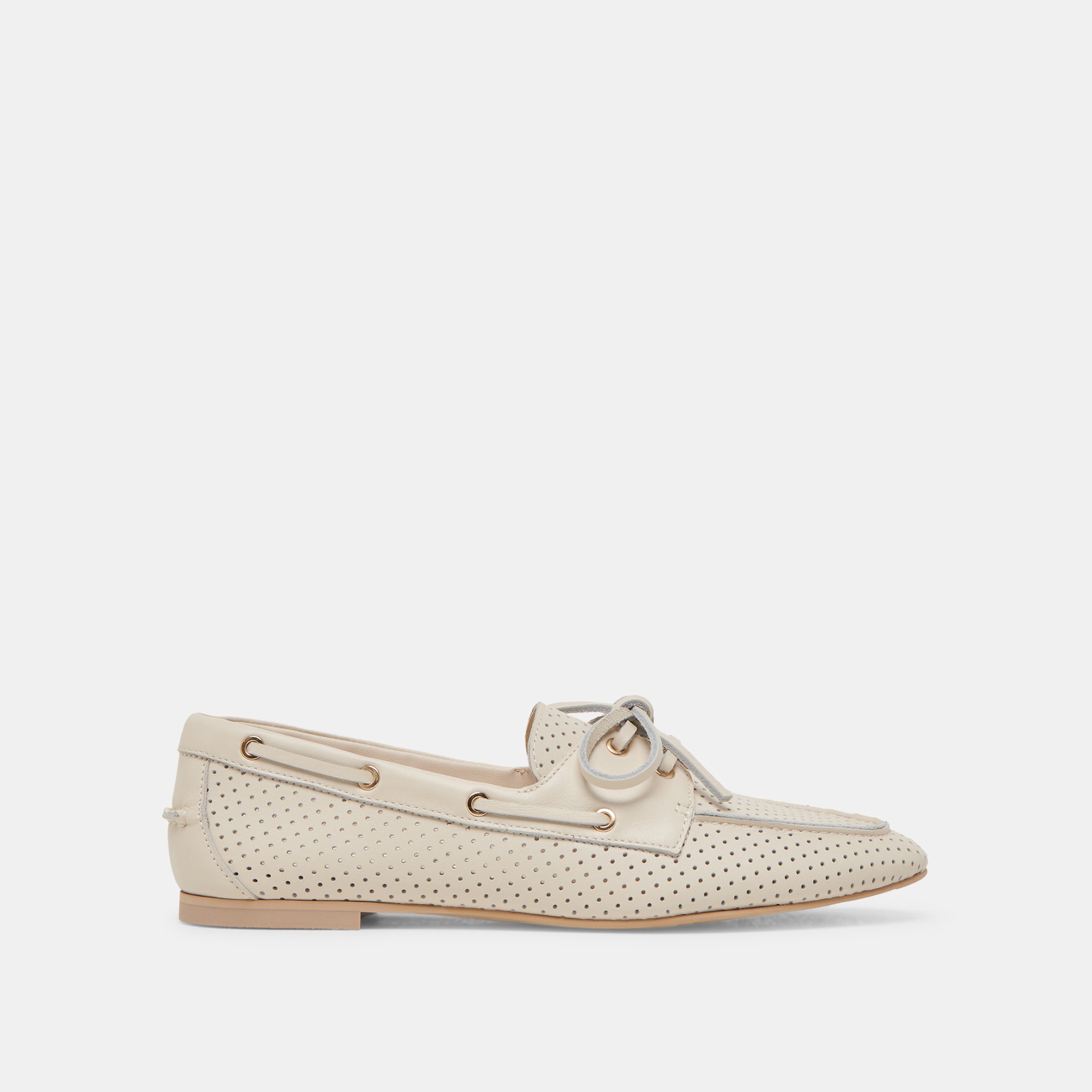 LAKIN Women's Ivory Perforated Leather Loafers - Comfortable Slip-On Shoes for Casual Wear & Office Outfits