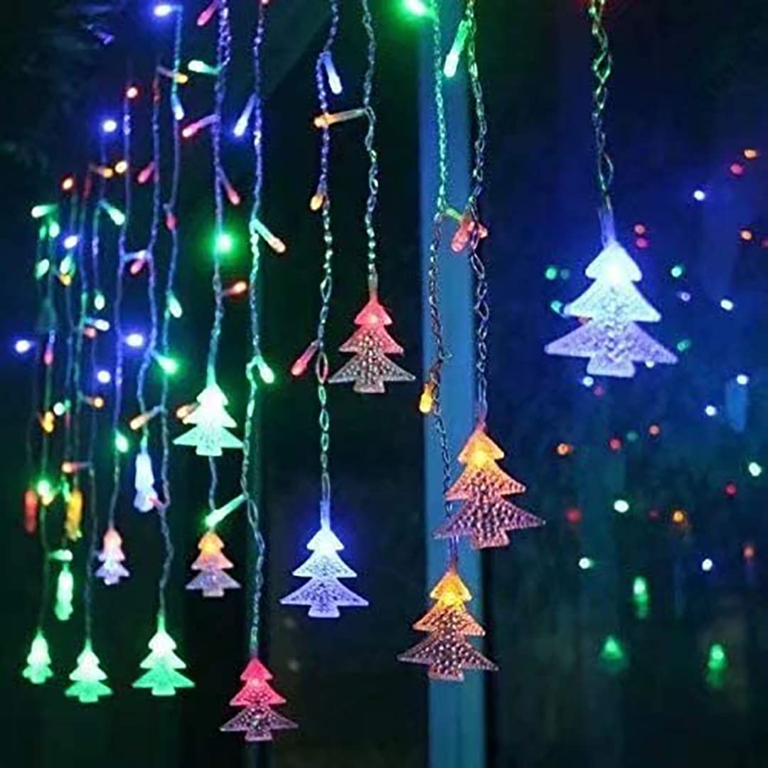 AiPertop Christmas & Halloween Curtain String Lights - 96 LEDs, 8 Lighting Modes, 3.5M Length for Indoor & Outdoor Decor - Perfect for Home, Office, Party, Bar, Holiday & Wedding Decorations (Multicolor) - Create Magical Ambiance for Christmas Trees, Bedrooms, Windows, and Special Events