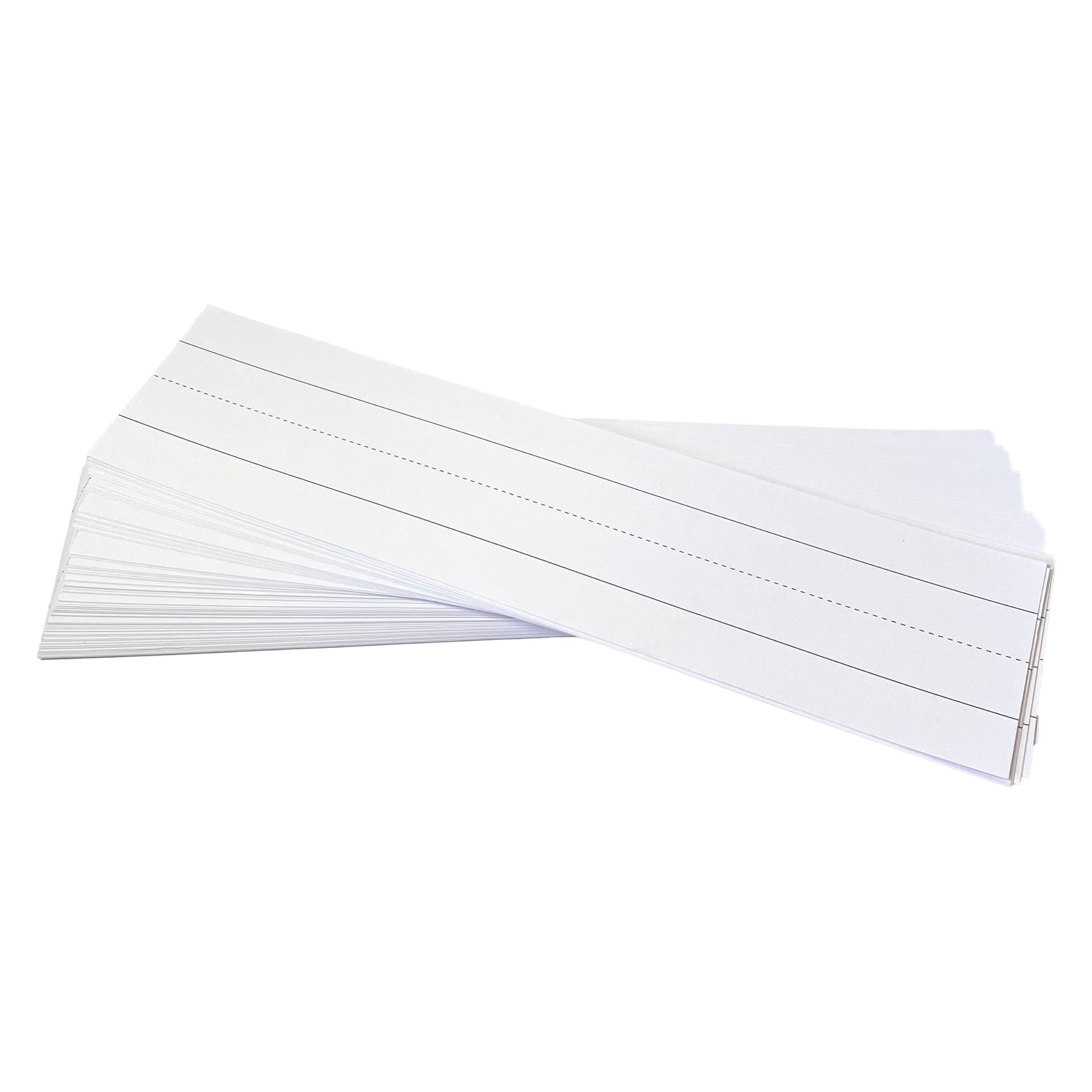 100-Pack 3x12 Inch White Sentence Strips for Teachers - Thick 80lb Cardstock Paper Strips, Ruled Classroom Supplies, Made in USA | Perfect for Bulletin Boards, Learning Activities & Classroom Organization