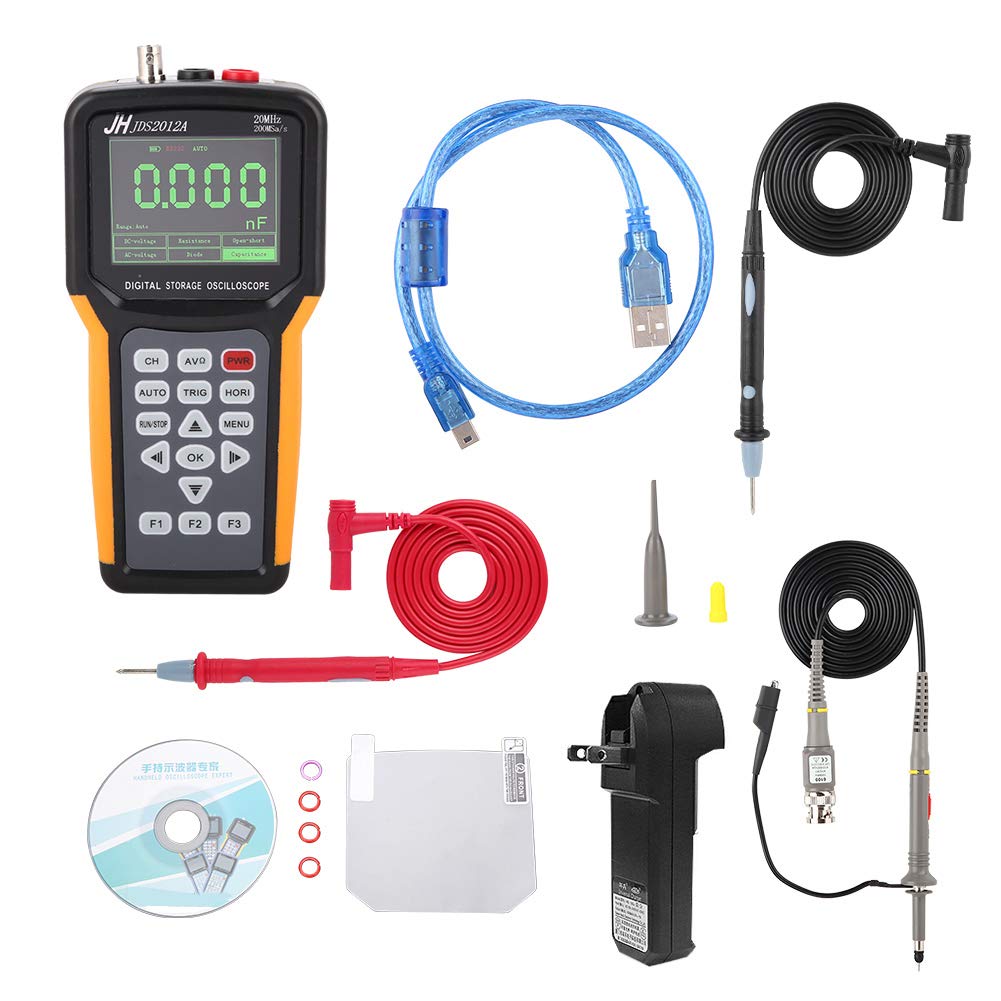 YWBL-WH JDS2012A/JDS2022A 200MSa/s Handheld Digital Oscilloscope Multimeter - 20MHz Bandwidth, TFT LCD Display, US Plug (JDS2022A Model) - Perfect for Electronics Repair, Circuit Testing & Engineering Education