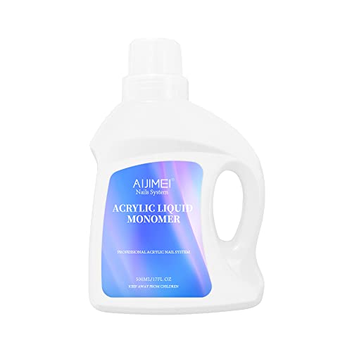 AIJIMEI 17OZ (500ml) Professional Acrylic Liquid Monomer for Nails - Fast Drying Acrylic Nail Liquid for Acrylic Powder - Perfect for Salon & DIY Nail Art, Manicures & Nail Extensions (Package May Vary)