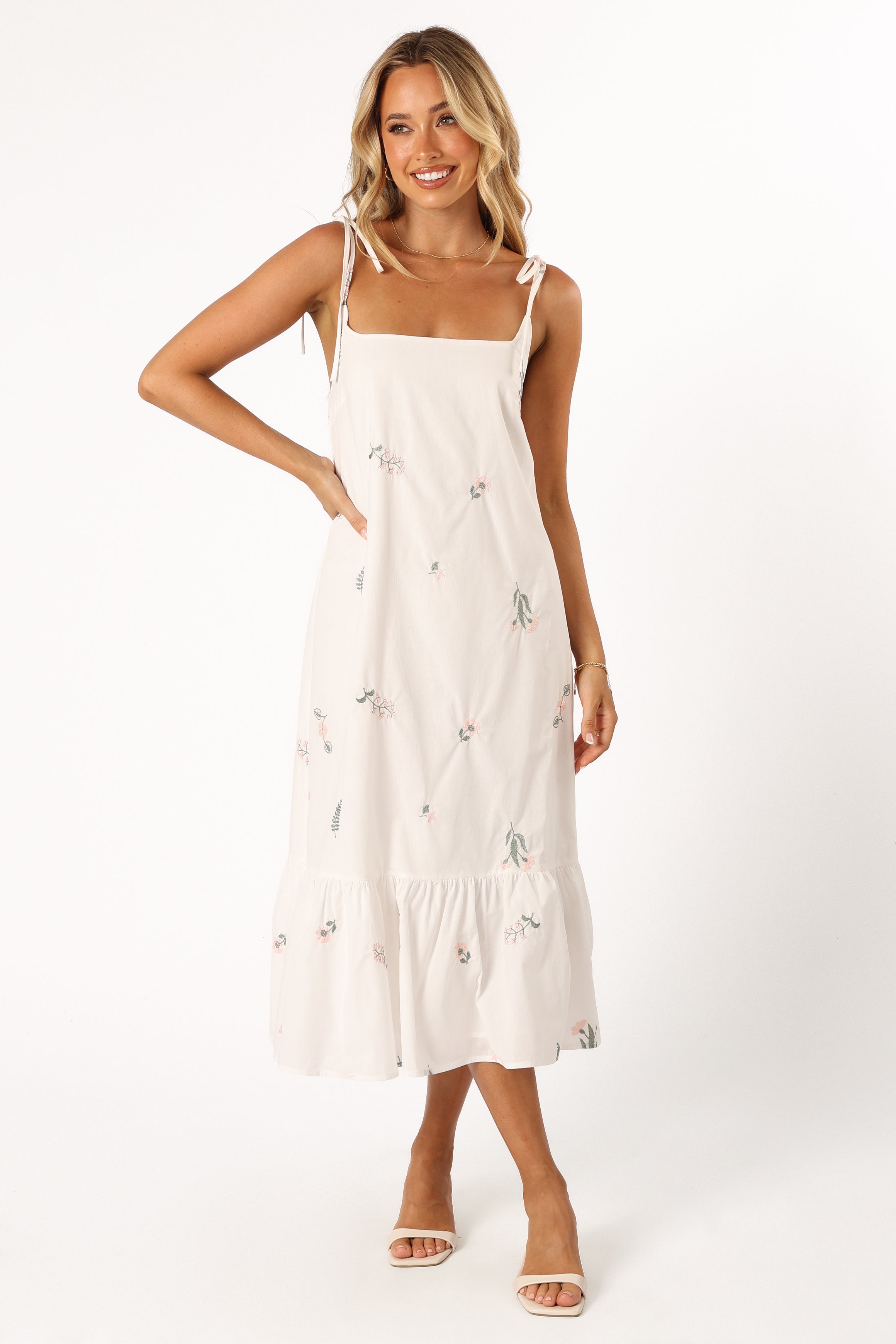Emmett Ruffle Hem Midi Dress - Floral Print Summer Dress for Women | Perfect for Beach Vacations, Garden Parties & Date Nights