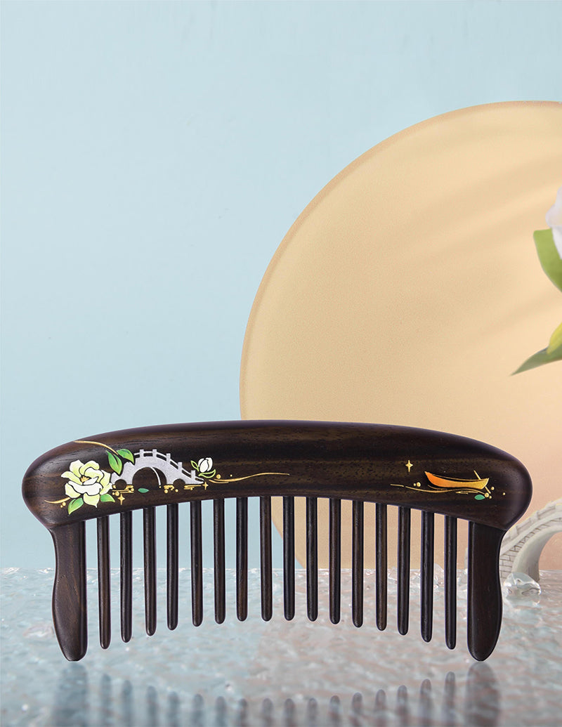 Premium Wide Tooth Ebony Wood Comb for Natural Hair Care - Detangling & Styling for Curly, Thick & Afro Hair - Perfect for Daily Use & Travel