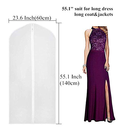 Clear Hanging Garment Bags with Heavy-Duty Zipper - 4 Pack White Plastic Clothing Dust Covers for Suits, Dresses & Closet Storage - Perfect for Travel, Moving & Seasonal Wardrobe Protection