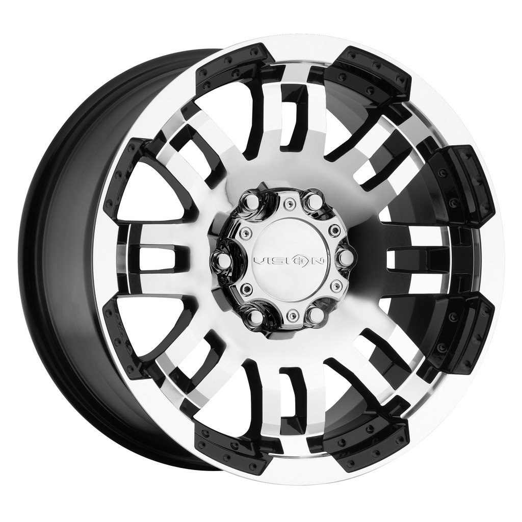 VISION WHEEL 375 Warrior 18x8.5 Inch Gloss Black Machined Lip Wheel (8x6.5 Bolt Pattern) - Premium Alloy Rims for Trucks, SUVs & Off-Road Vehicles - Ideal for Trail Riding, Daily Commuting & Custom Builds