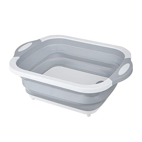 Foldable Silicone Cutting Board with Drain Plug - Collapsible Chopping Block & Fruit Washing Basket for Kitchen - Perfect for Meal Prep, Vegetable Chopping, and Draining Fruits