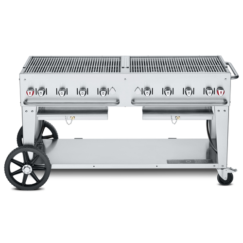 Crown Verity CV MCB 60NG 60-Inch Mobile BBQ Grill & Charbroiler with Water Pan - Natural Gas Commercial Outdoor Cooking for Restaurants, Catering & Backyard Parties