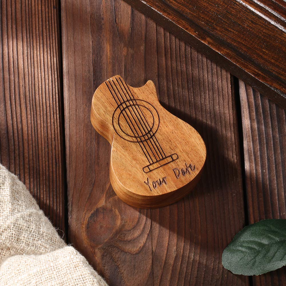 Custom Engraved Guitar Picks 3-Pack with Personalized Wooden Gift Box - Unique Music Accessories for Guitar Players | Perfect Gift for Musicians, Birthday & Anniversary Presents