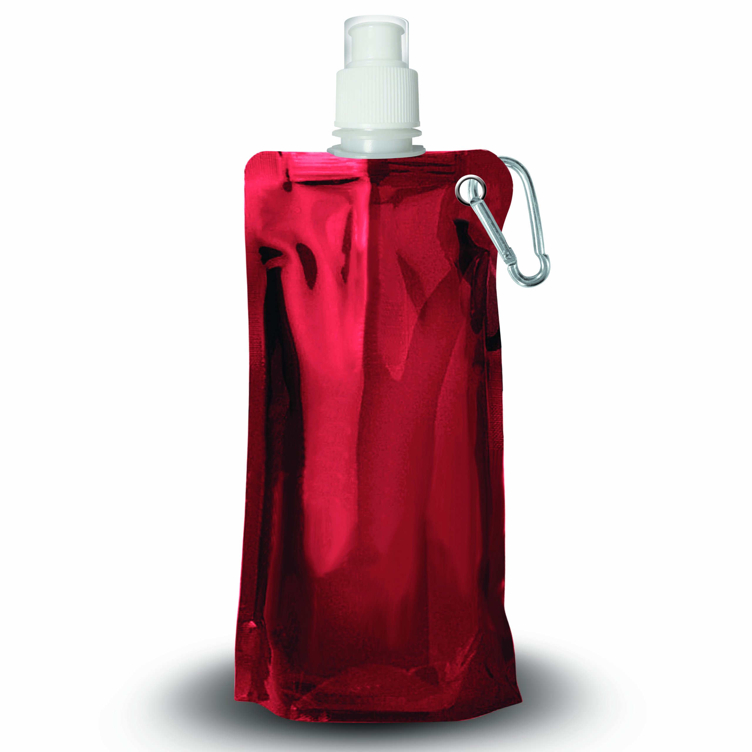 Premium Metallic Foldable Water Bottle - Leakproof & BPA Free, Compact Travel Water Bottle for Gym, Hiking, Camping & Outdoor Activities (Red)