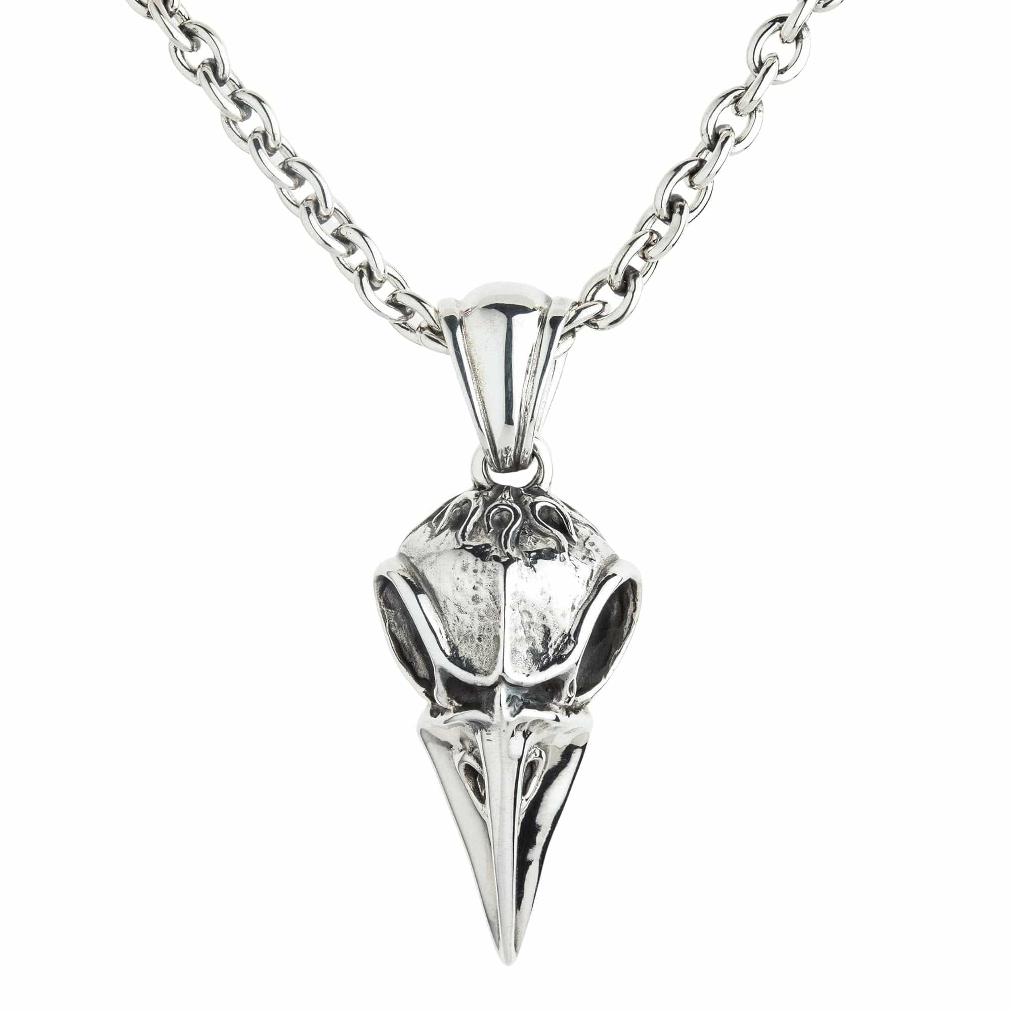 Gothic Raven Skull Pendant - Sterling Silver Jewelry for Men & Women | Perfect for Halloween, Gothic Fashion, and Dark Aesthetic Outfits