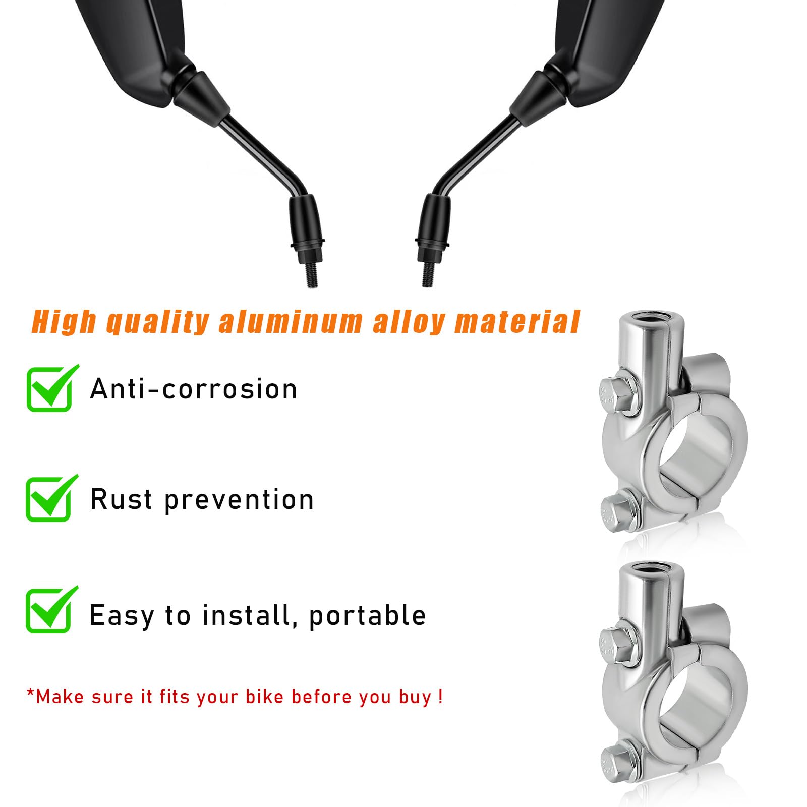 2 PCS Universal Motorcycle Handlebar Mount Holder - Aluminum 7/8