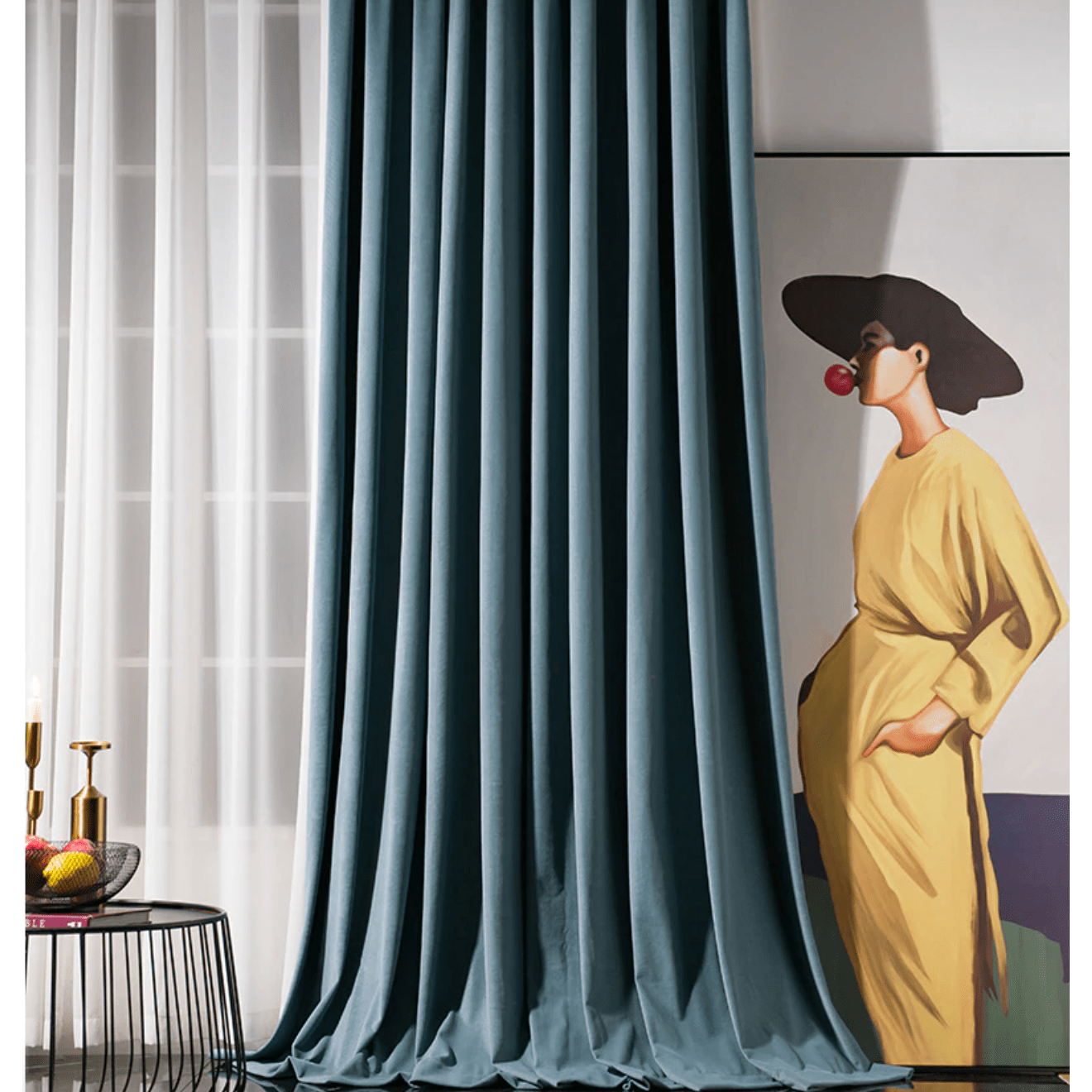 Luxury Modern Herring Designer Velvet Curtains - Blue Blackout Drapes for Living Room & Bedroom - Elegant Thermal Insulated Window Treatments for Home Decor