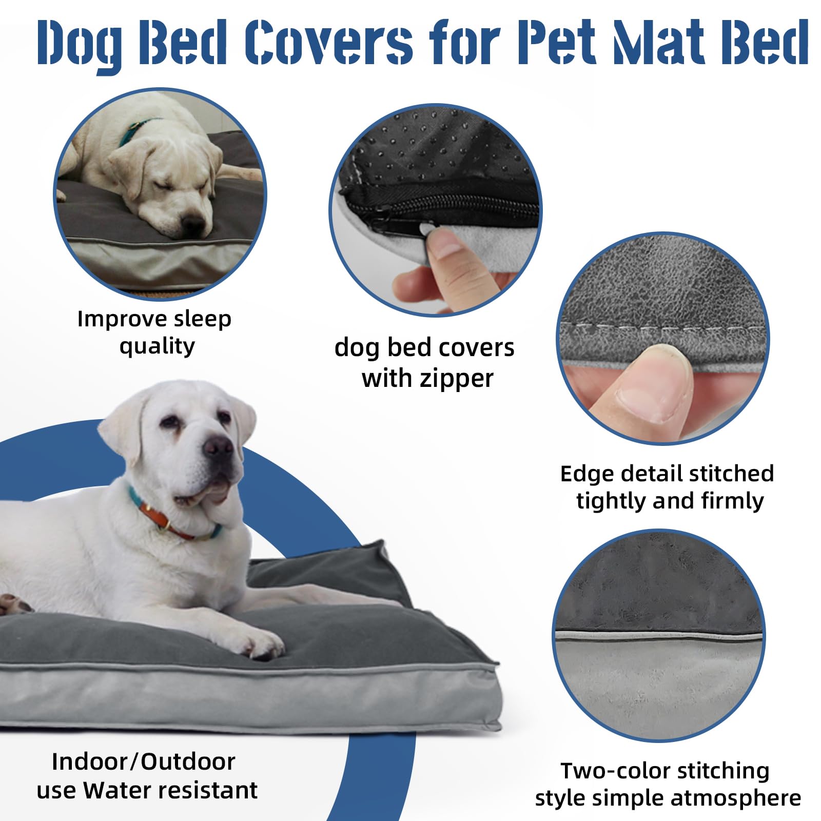 Washable Removable Faux Leather Dog Bed Cover - 41