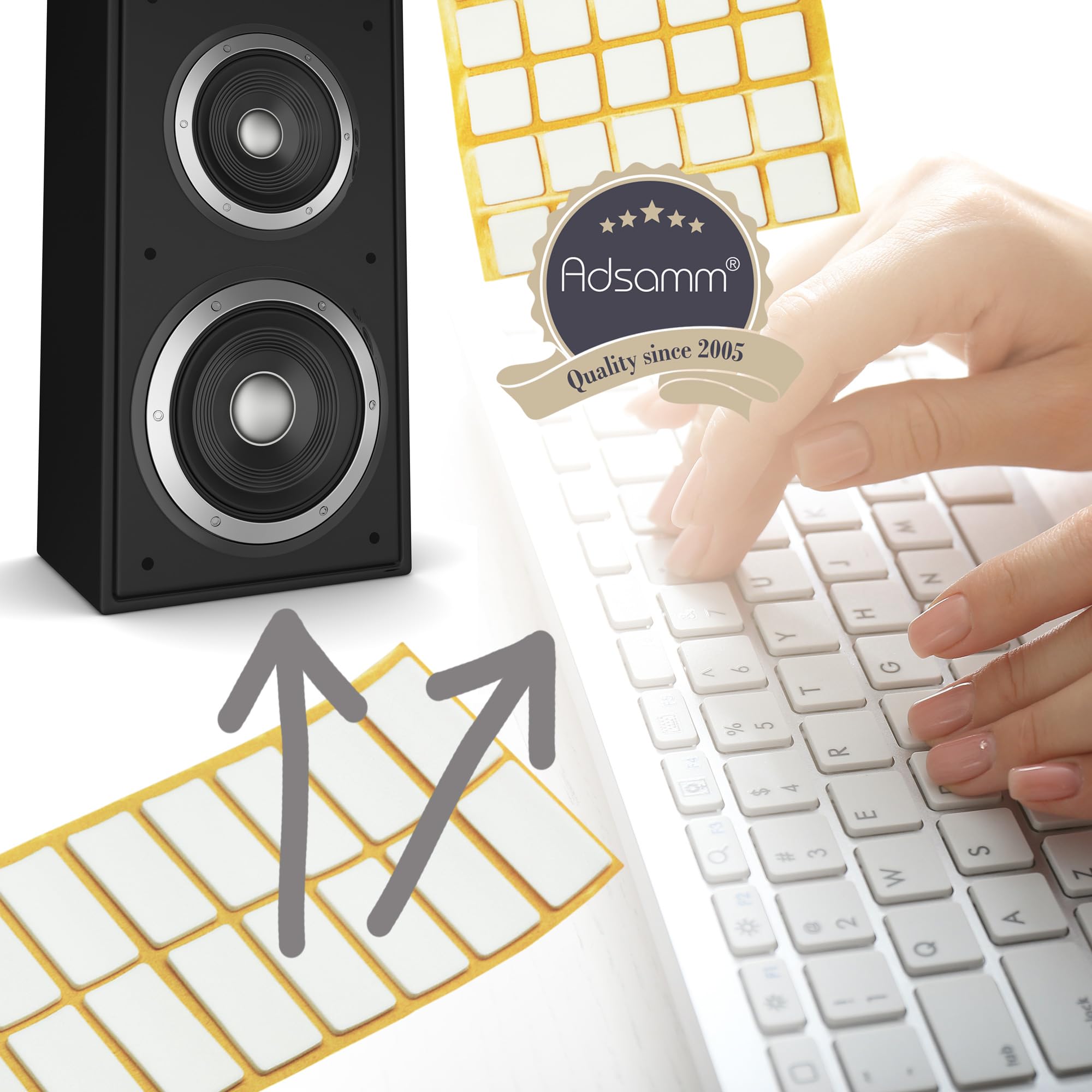 Adsamm® 60-Pack Self-Adhesive Anti-Slip Pads - White Round EPDM Rubber Non-Slip Furniture Pads (0.55 in/14mm) - Perfect for Furniture, Drawers, Cabinets & Appliances to Prevent Sliding & Scratches