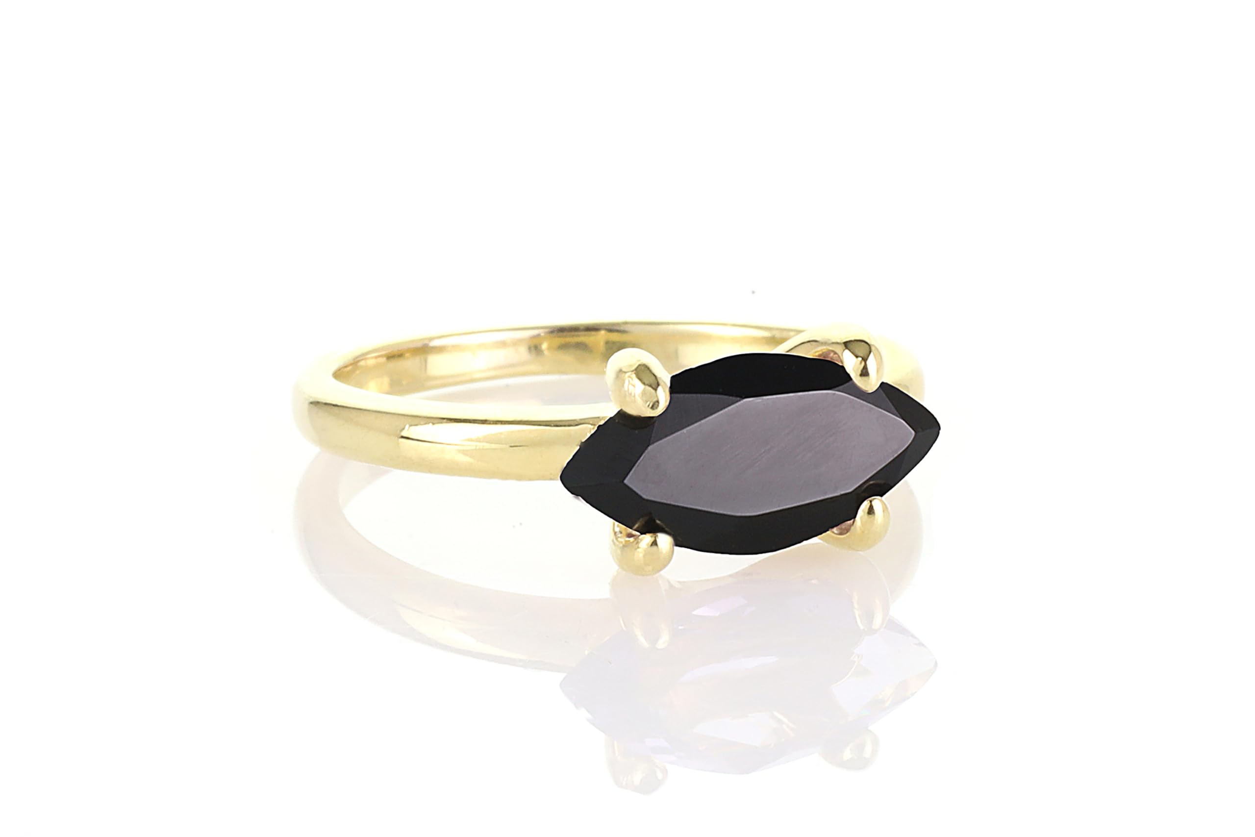 Black Onyx Ring for Women - Handmade Minimalist Gold Jewelry - Stackable & Engraved for Everyday Wear