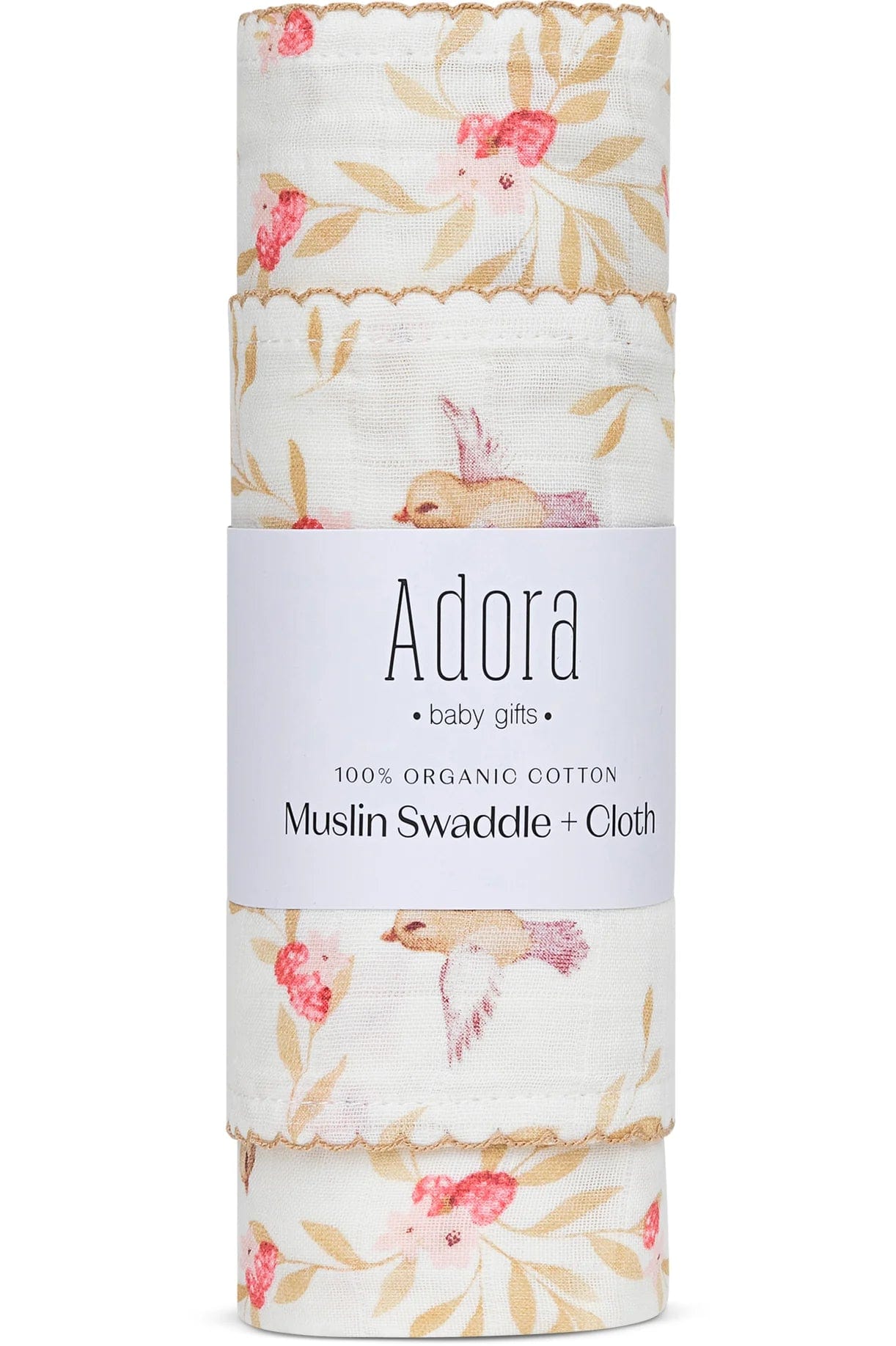Adora Baby Swaddle Blanket & Washcloth Set - Soft Organic Cotton for Newborns & Infants - Perfect for Swaddling, Nursing, and Baby Shower Gifts
