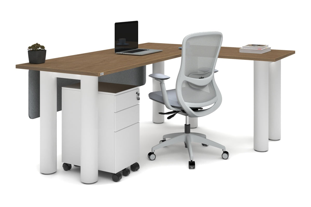 Premium L-Shaped Corner Office Desk with Quadro Cylinder Legs - 1800L x 1450W - Perfect for Home Office, Gaming Setup & Workspace Organization