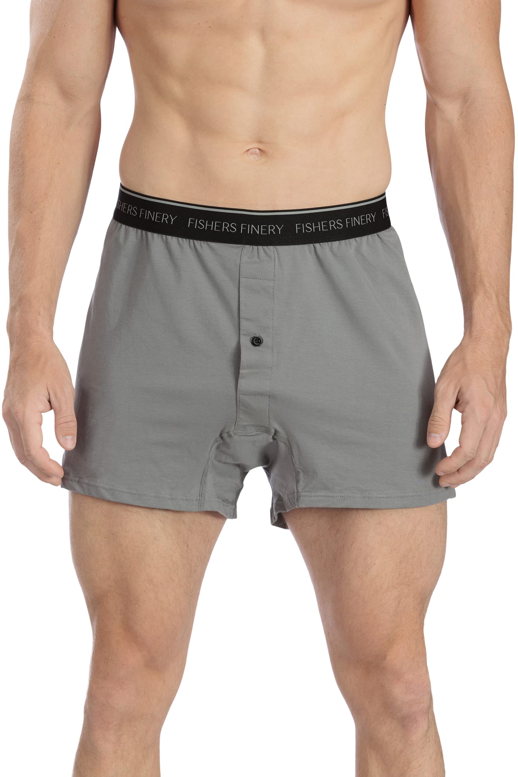 Fishers Finery Men's Relaxed Stretch Knit Boxer Briefs - Soft Modal Cotton Microfiber Blend Underwear for All-Day Comfort | Perfect for Lounge, Sleep & Travel