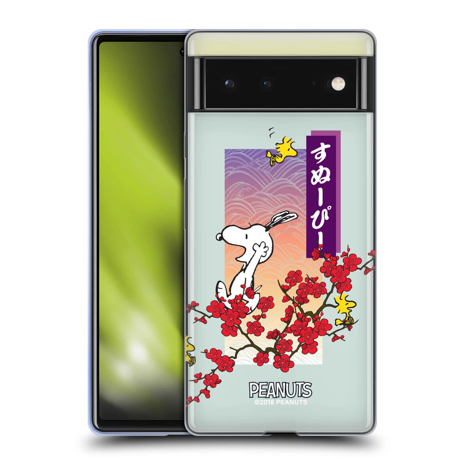 Official Peanuts Snoopy Soft Gel Case for Google Pixel 6 - Cherry Blossom Design for Anime Fans