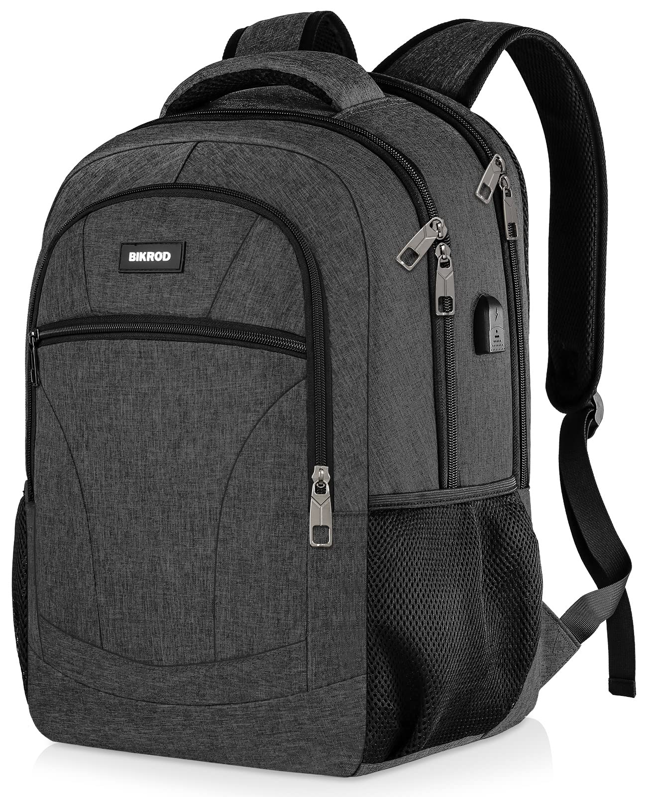 Water Resistant USB Charging Backpack for Men & Women - 15.6 Inch Laptop Backpack for School, College, Travel & Work - Durable Anti-Theft Computer Bag with Charging Port (Black)