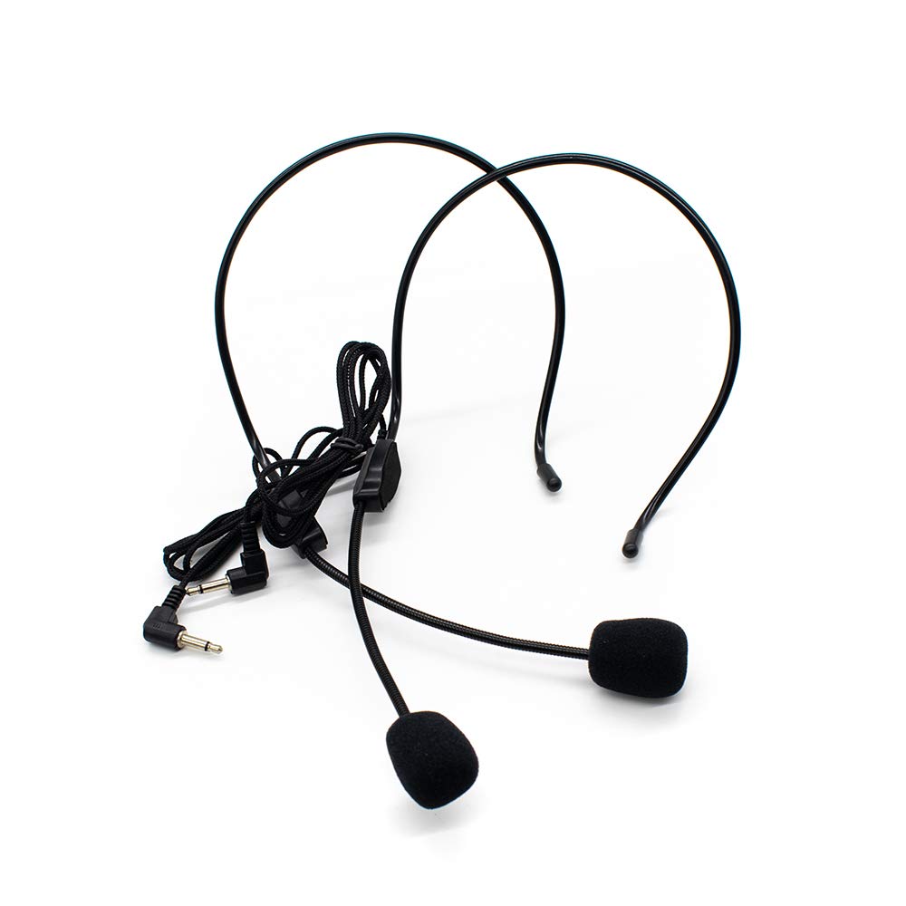 AUEAR 2 Pack Headset Microphone with Flexible Wired Boom - 3.5mm Connector for Voice Amplifier, Teachers, Speakers & Computers - Ideal for Online Teaching, Public Speaking & Conference Calls