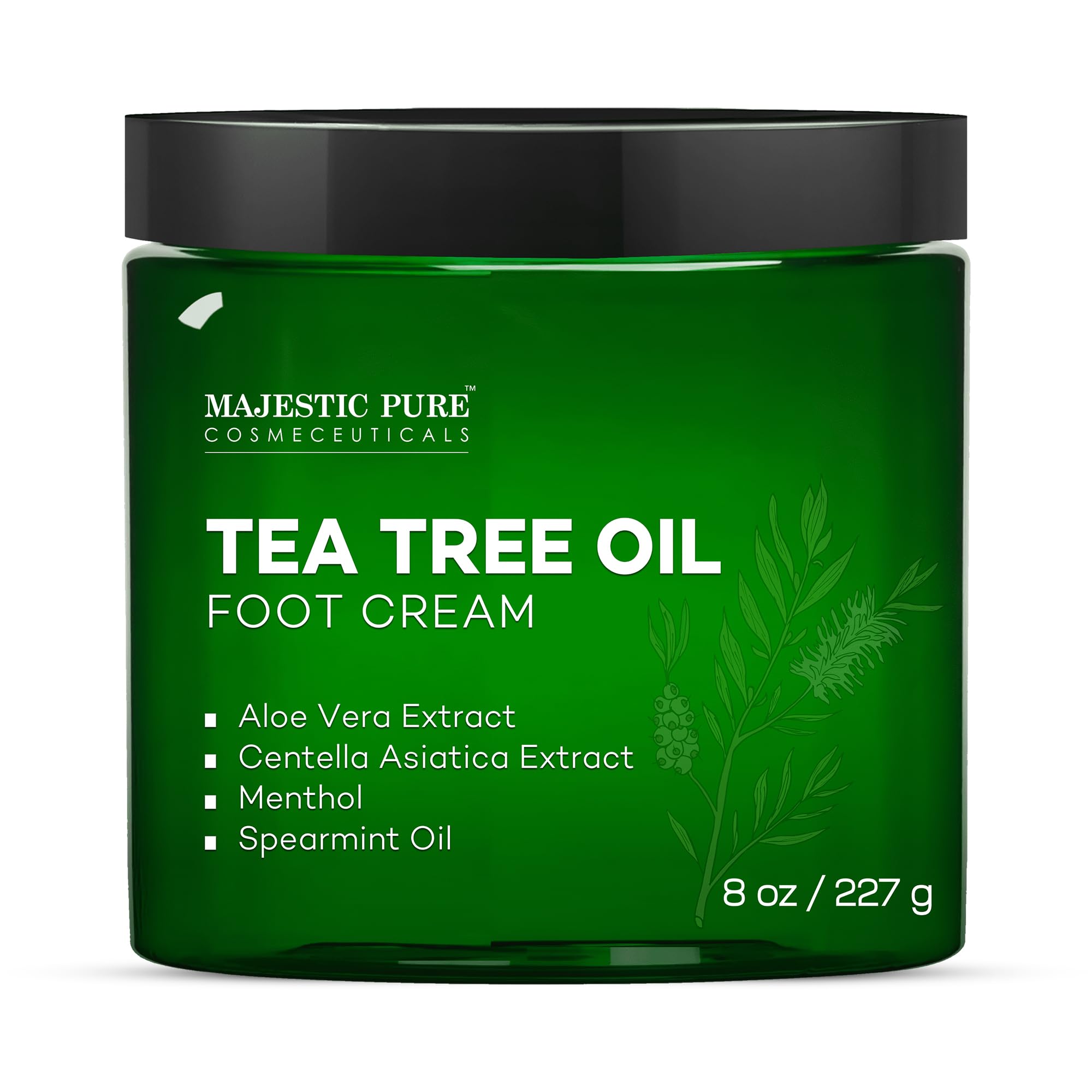 Majestic Pure Tea Tree Oil Foot Cream - Moisturizing & Warming Cream for Calluses, Dry Cracked Feet, Hands, Heels, Elbows, Nails & Knees - Softens & Hydrates Skin - 8 oz - Perfect for Daily Foot Care & Relaxation