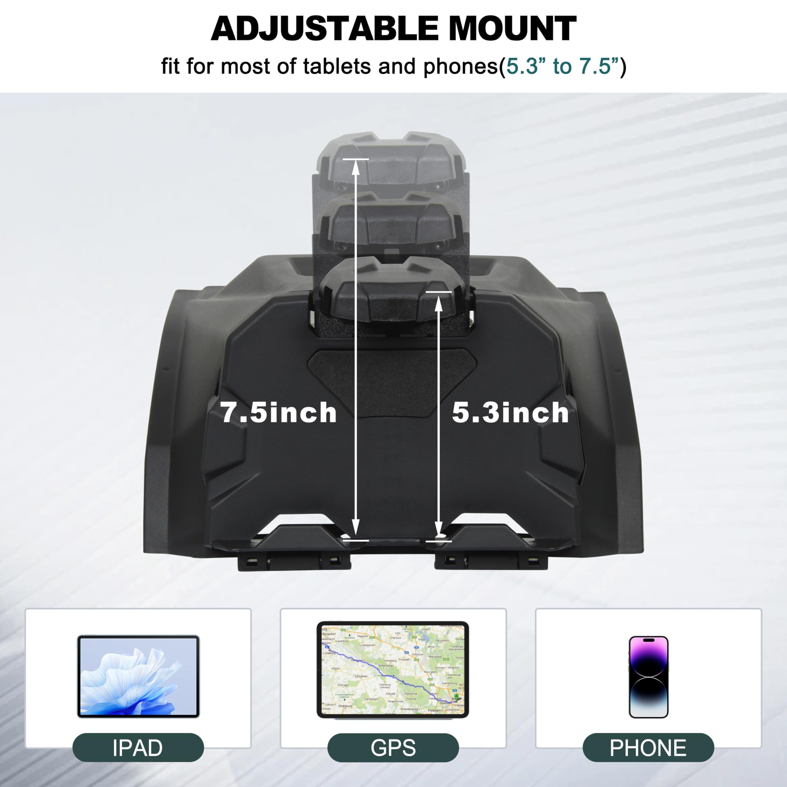 Universal Tablet Holder & GPS Mount with Storage Tray for Kawasaki Teryx KRX 1000 (2020-2025) | Durable Electronic Device Organizer for iPad, Phone & Accessories | Perfect for Off-Road Adventures & Dash Organization