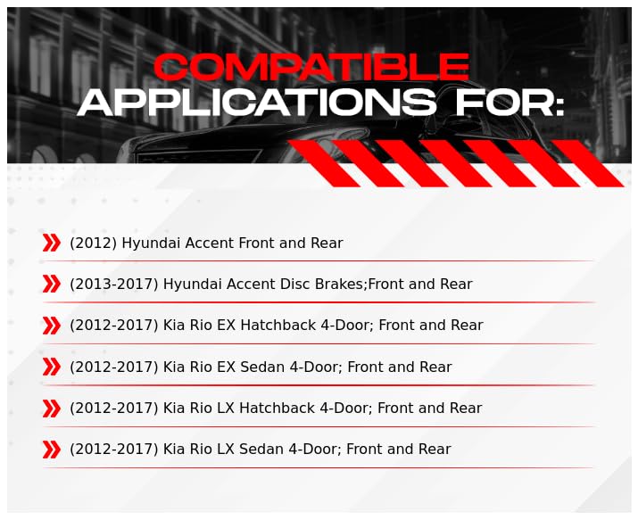 R1 Concepts Premium Ceramic Brake Pads and Rotors Kit - Front & Rear Brake System Replacement for 2012-2017 Hyundai Accent & Kia Rio | Smooth Stopping Power for City Driving & Daily Commutes