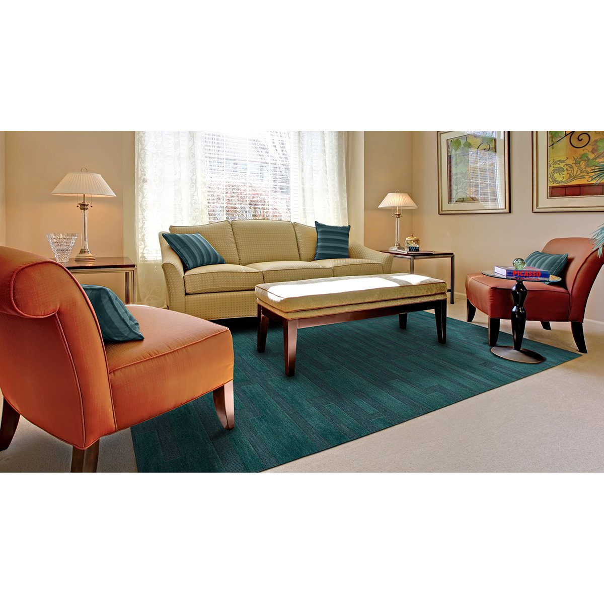 Dalyn Rugs Dover DV6 Area Rug - 8' x 10' Teal Blue Modern Geometric Design - Perfect for Living Room, Bedroom or Office Decor