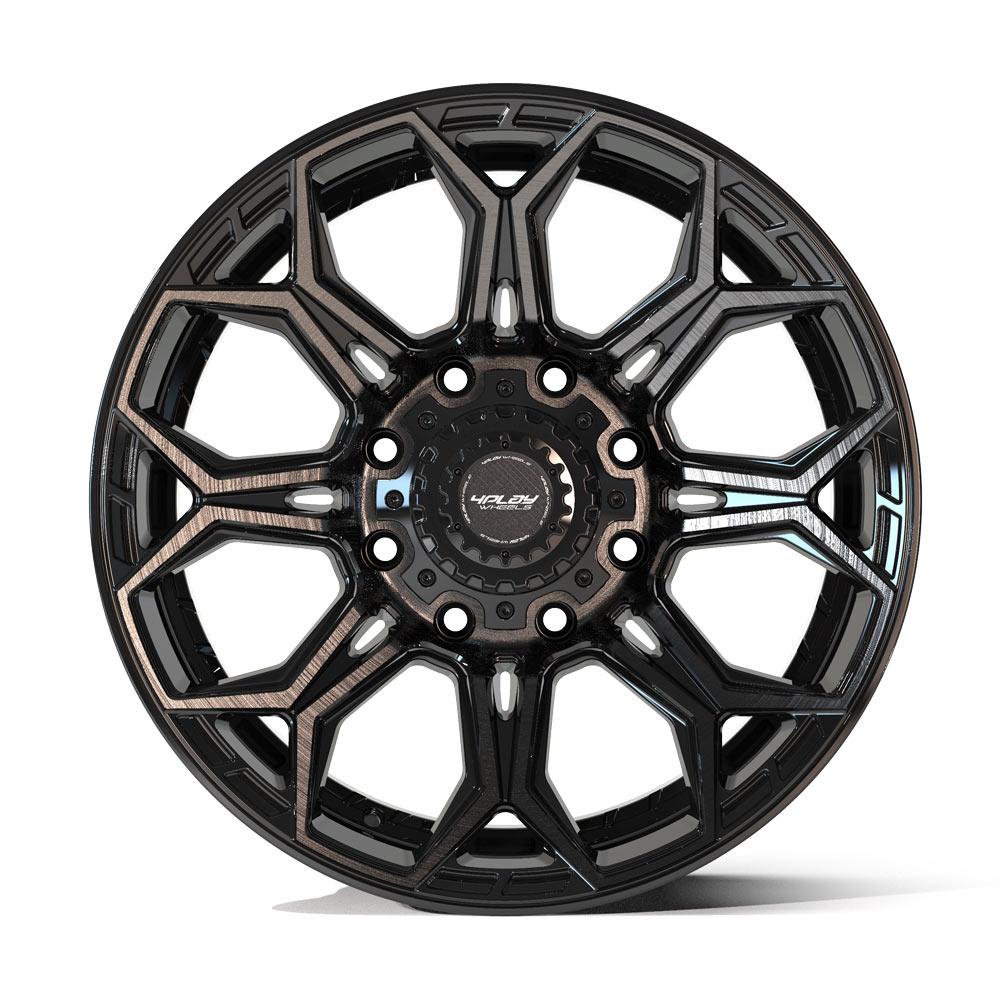 4Play Gen3 4P83 Gloss Black Wheels 20x9.0 8x170mm 124.9mm Hub - Brushed Face & Tinted Clear Finish for Trucks & Off-Road Vehicles