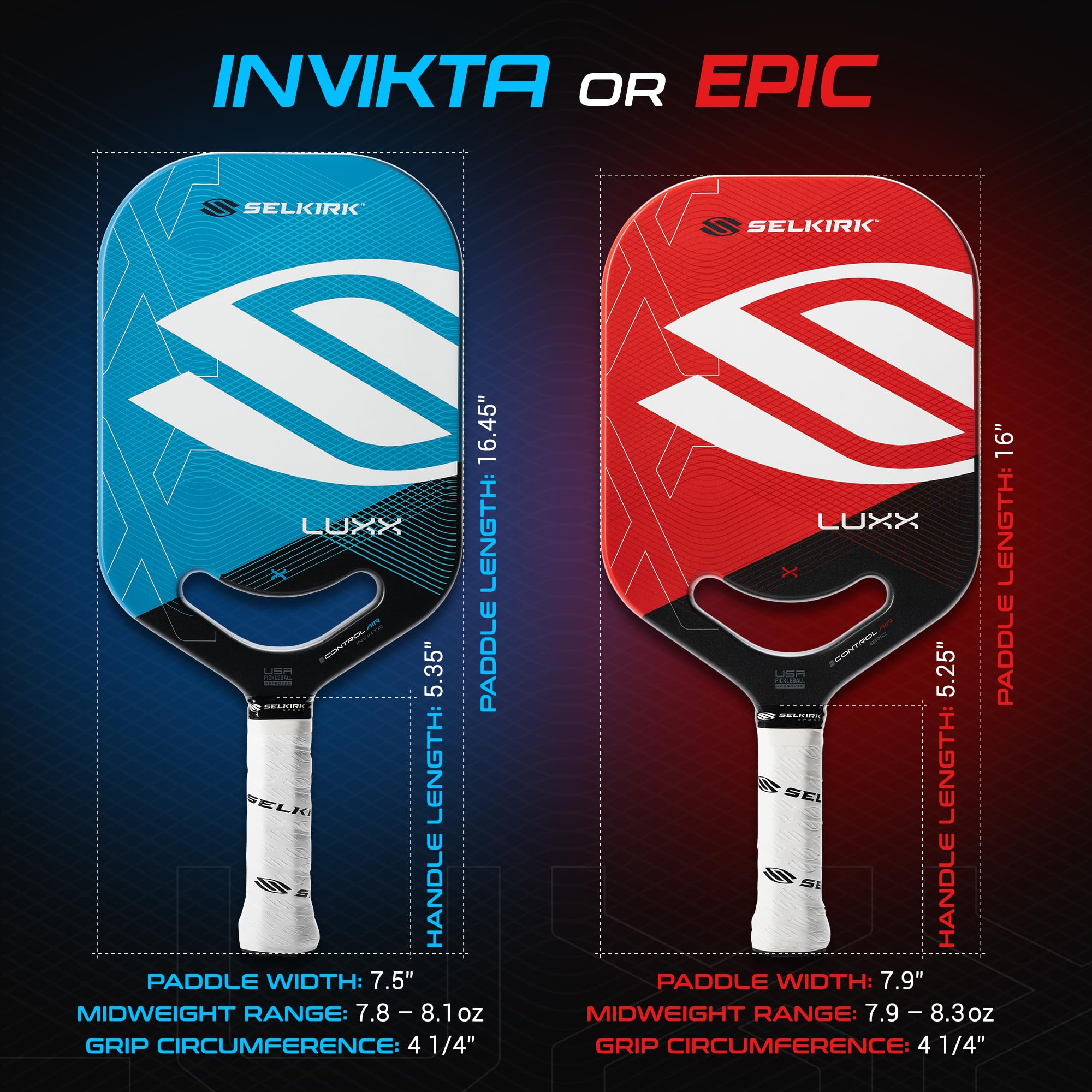 2024 Selkirk LUXX Control Pickleball Paddle - Premium Florek Carbon Fiber Surface with Polypropylene X7 Core for Enhanced Power & Precision | Perfect for Competitive Play & Recreational Pickleball Games