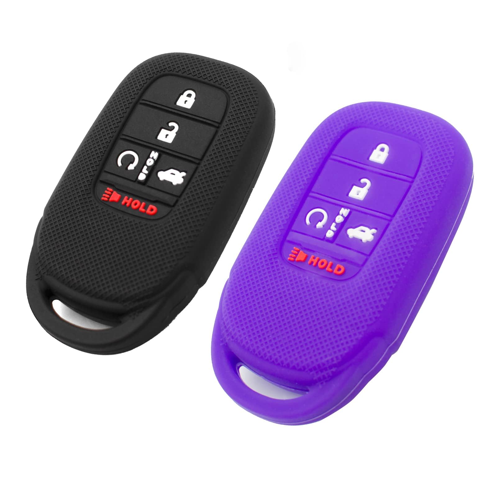 Durable Silicone Key Fob Cover for Honda Accord, Civic, CR-V, HR-V, Pilot - 5 Button Smart Remote Key Protector Case (Black & Purple) | Car Accessories | Perfect for Daily Use, Travel & Key Protection