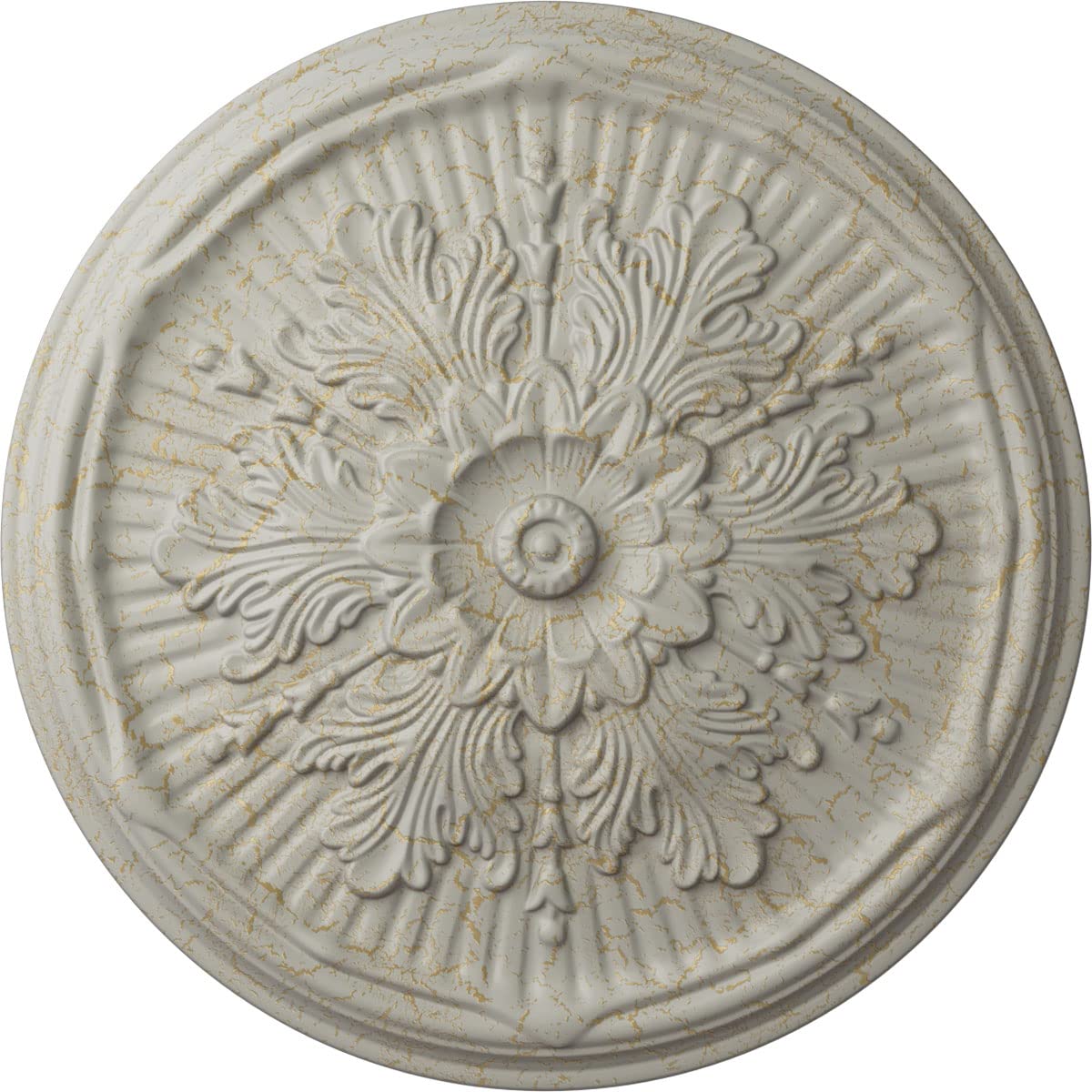 Ekena Millwork CM21LUPCC 21-Inch Luton Ceiling Medallion - Hand-Painted Pot of Cream Crackle Finish, 2-Inch Projection (Fits Canopies up to 3.5 Inches) - Perfect for Dining Rooms, Foyers & Victorian Home Decor