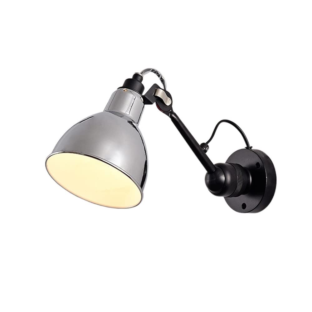 Vintage Industrial LED Wall Light - Adjustable Metal Wall Sconce Lighting Fixture for Living Room & Bedroom | Energy Efficient A+ Class | Chrome Finish | Perfect for Home Decor, Reading Nook & Ambient Lighting