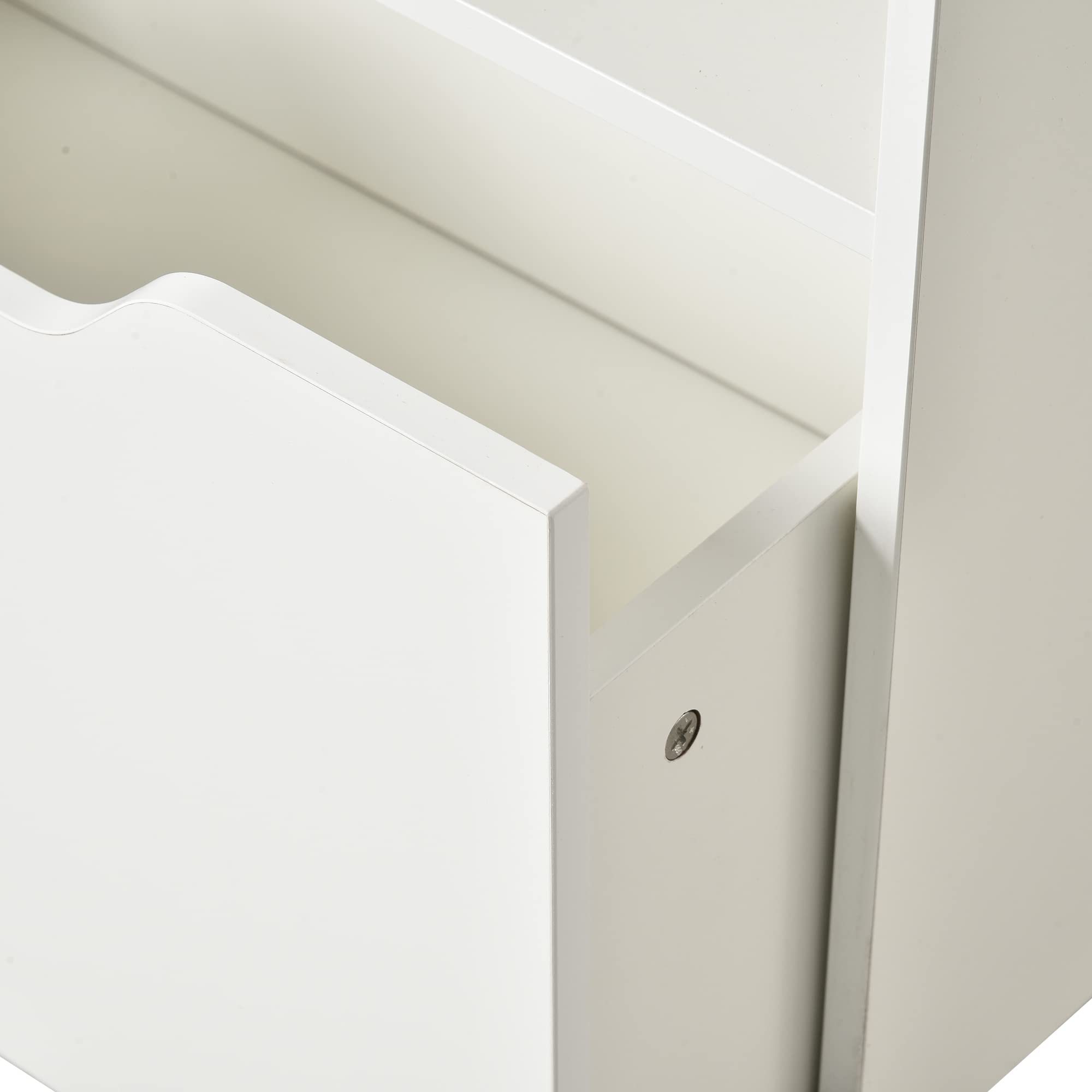 HOMCOM Kids Bookcase with Storage Drawer - 5-Tier Multi-Shelf Organizer for Books, Toys & School Supplies | Sturdy White Bookshelf for Playroom, Bedroom & Classroom | Space-Saving Children's Furniture